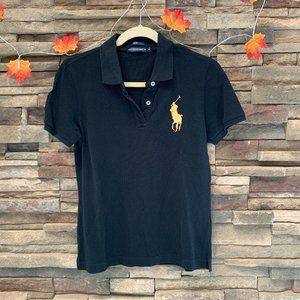Ralph Lauren Big Pony Polo Shirt Women’s size XL Slim Fit BLACK